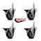 Service Caster 3.5'' Thermoplastic Rubber Swivel 3/4'' Square Stem Caster Set with Brake, 4PK SCC-SQ20S3514-TPRB-PLB-34-4 - alternate 2